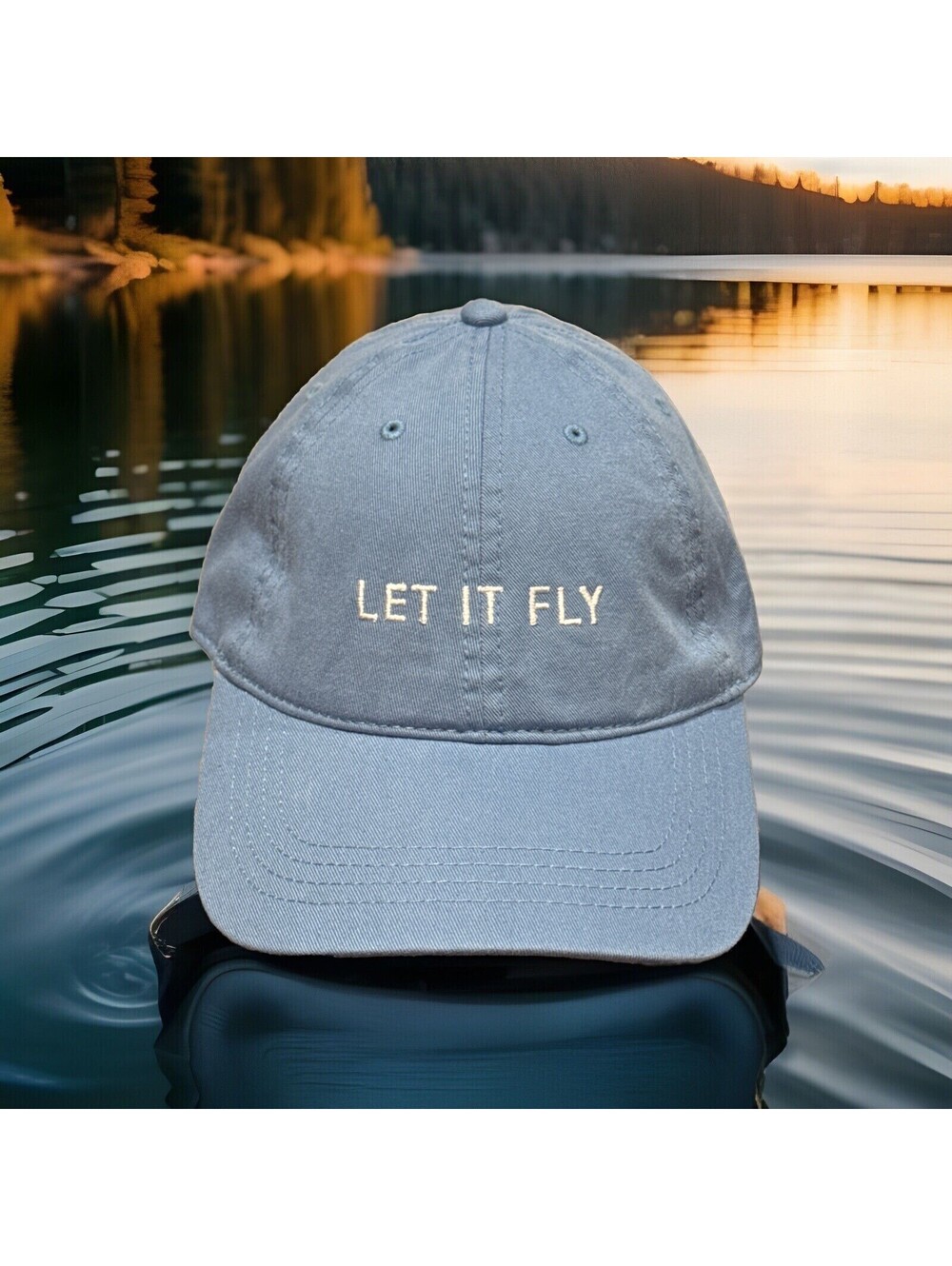 Let It Fly Get Wild Get Loose Shoot Fire Hurl Fling Lob Light Blue Baseball Cap
